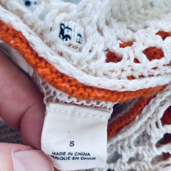 Sleeping on Snow Dress Small Anthopologie Risen Sun Orange Crochet Sweater Boho - Picture 9 of 13